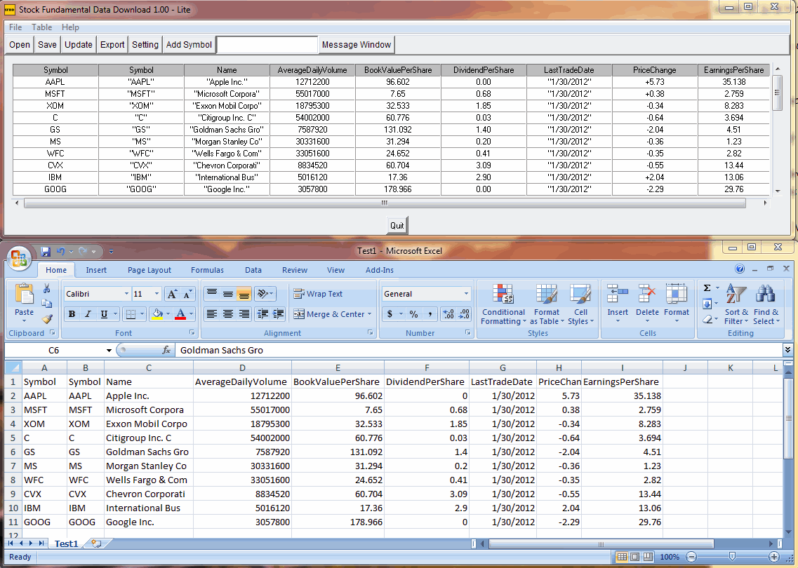 Excel stock options analysis software