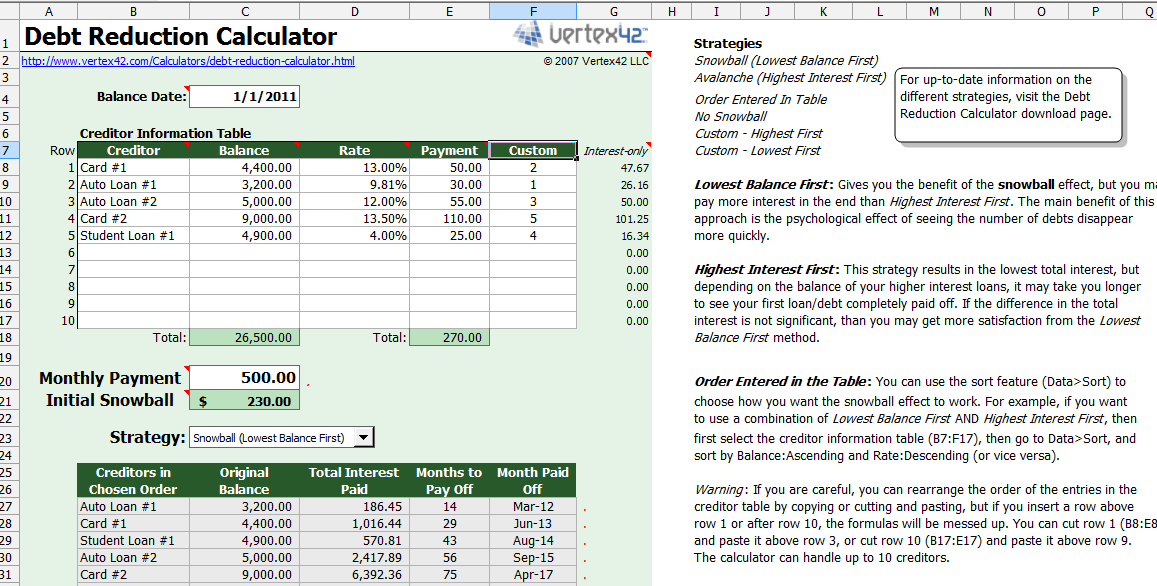 Printables Debt Reduction Worksheet computerized investing debt reduction calculator