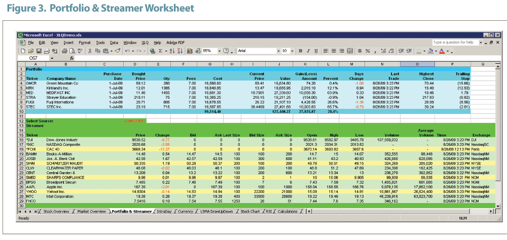 stock market portfolio excel