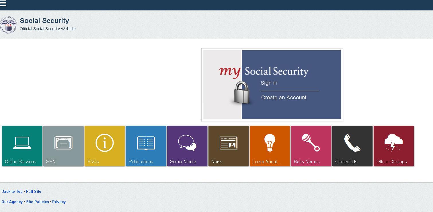 Social Security Mobile Site