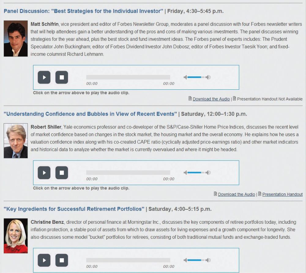 Figure 2. Presentation Descriptions and Links
