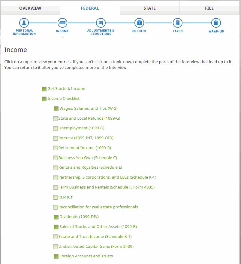HR Block Income Checklist