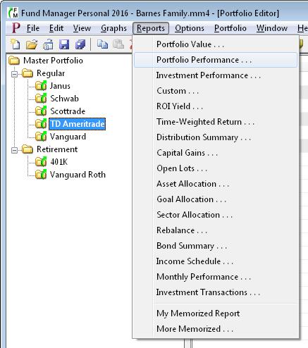 Figure 2. Reports Menu