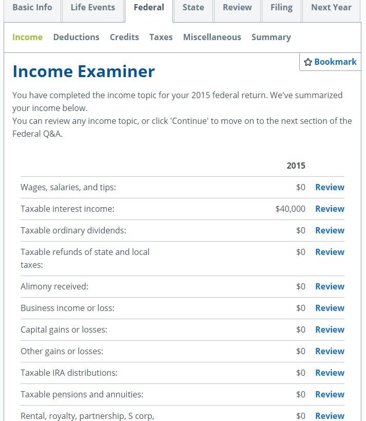Figure 5. TaxAct Income Examiner