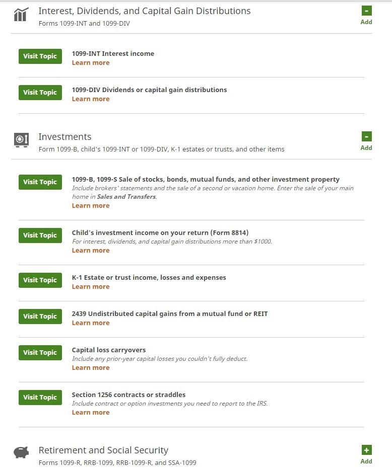 Figure 7. H&R Block Income Section