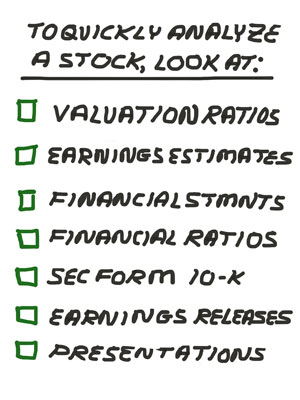 Quickly analyze a stock checklist