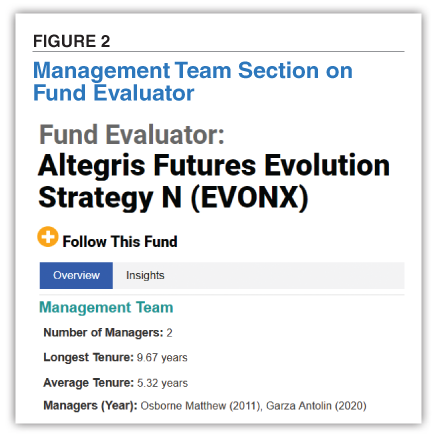 FIGURE 2 Management Team Section on Fund Evaluator