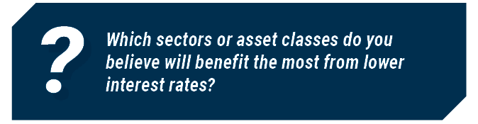 Which sectors or asset classes do you believe will benefit the most from lower interest rates?