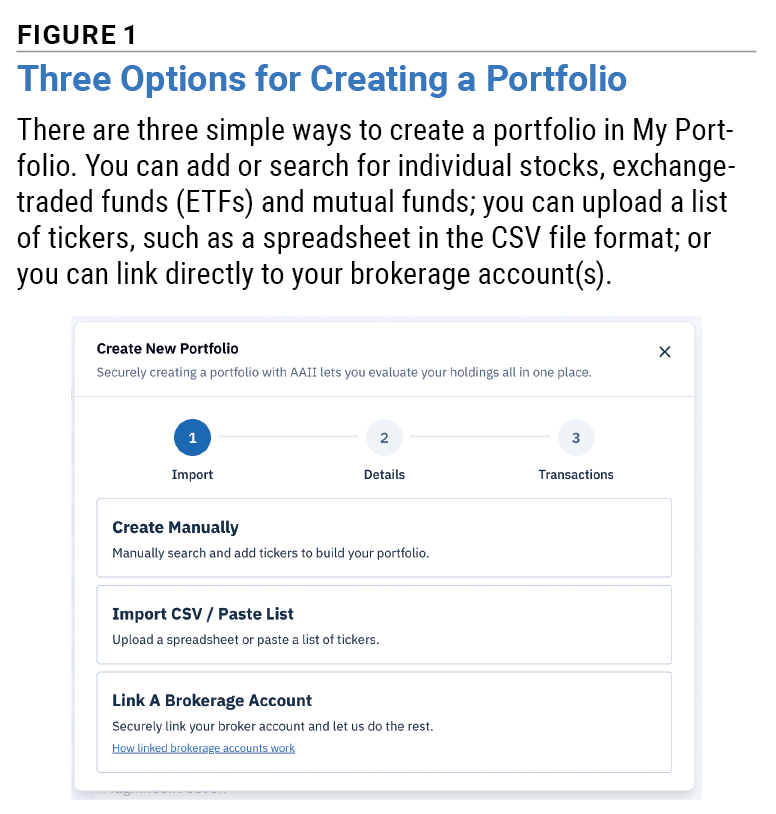 Figure 1 Three Options for Creating a Portfolio