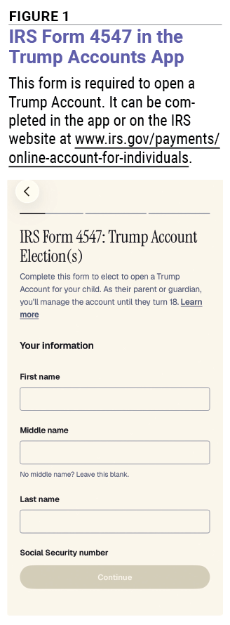 Figure 1 IRS Form 4547 in the Trump Accounts App